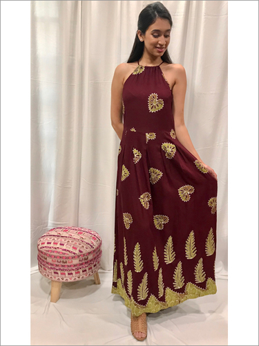Batik Halter Dress In Rayon