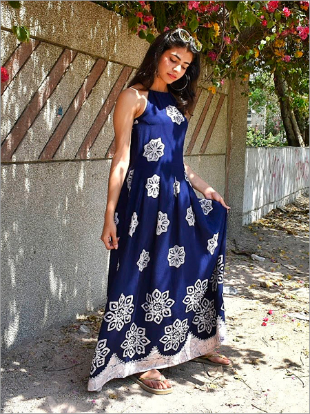 Batik Halter Dress in Rayon