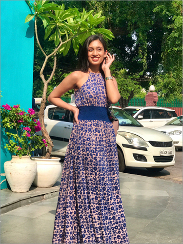 Batik Maxi Halter Dress With Smocking