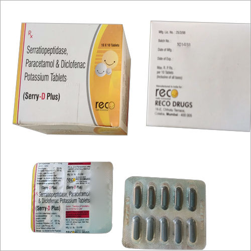 Serratiopeptidase Paracetamol And Diclofenac Potassium Tablets General Medicines