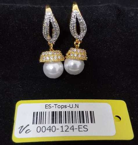 american diamond earring with gold plating with stone