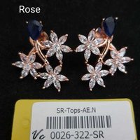 american diamond earring with rose plating