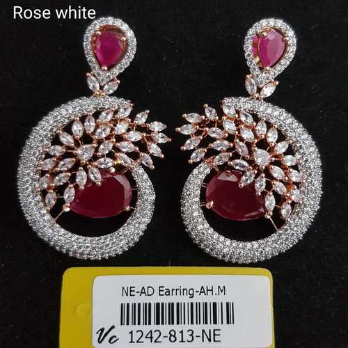 Rose White American Diamond Earrings