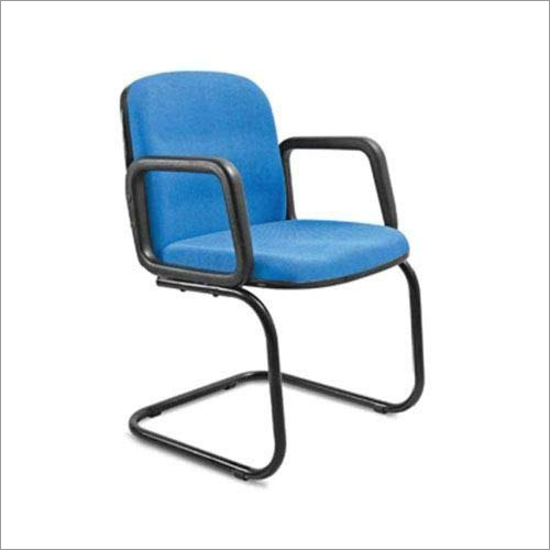 Stainless Steel Base Frame Office Visitor Chair - Fabric and Plastic Material Blue Color Elegant Design