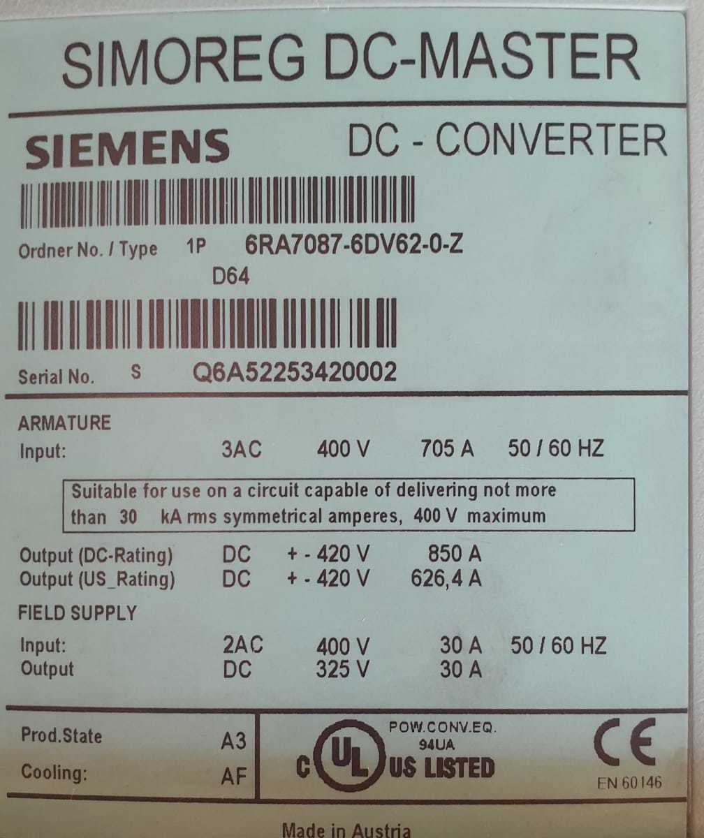 SIEMENS 6RA7087-6DV62-0-Z