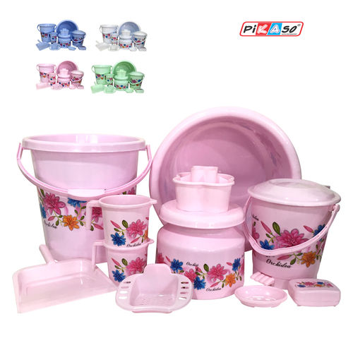 White Bathroom Bucket Set 11