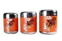 Stainless Steel Floral Printed Canister Set