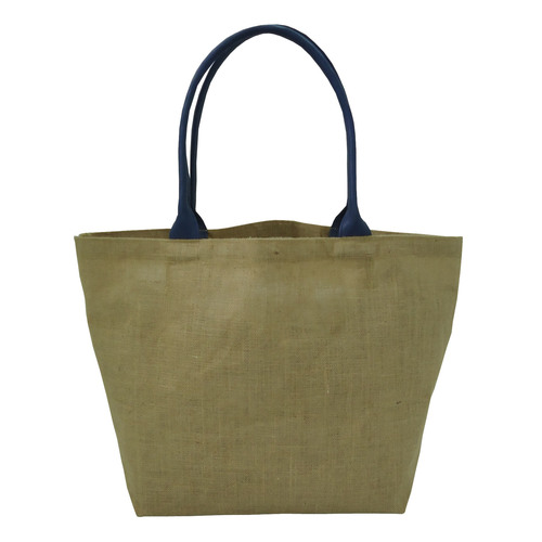 Customized Pp Laminated Jute Tote Bag With Genuine Leather Rope Handle