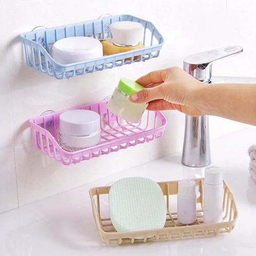 Dish Washing Suction Sponge Holder (Random Color) - Plastic Material, 20.5x10.4x5 Cm Size | Kitchen Use, Lightweight at 70 Gms