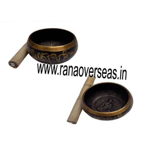Brass Metal Tibetan Singing Bowl With Wooden Stick and Cushion