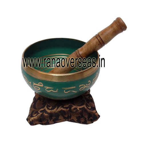 Hand Painted Metal Tibetan Singing Bowl Musical Instrument for Meditation with Stick and Cushion