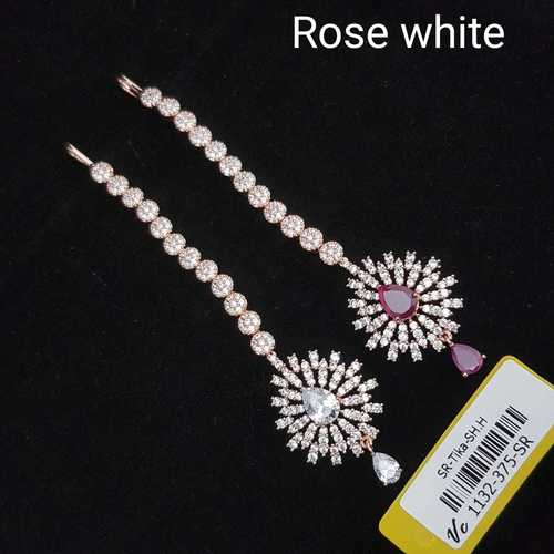 Rose White American Diamond Tikka