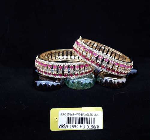 American Diamond Bangles - G.J Plating with Beautiful Stones | Excellent Diamond Cut, Laser Drilling Enhancements