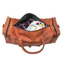 Genuine Leather Sports Bag - 20 X 12 X 10 Inches, Brown Color With Zipper Closure And Adjustable Shoulder Strap
