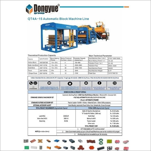 Blue Automatic Flyash Brick Machine Qt4A-15