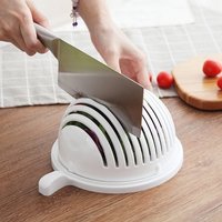 Salad Cutter Bowl (random Colors) - Plastic, 22x17.3x9.2 Cm | Ideal Kitchen Tool For Effortless Salad Preparation