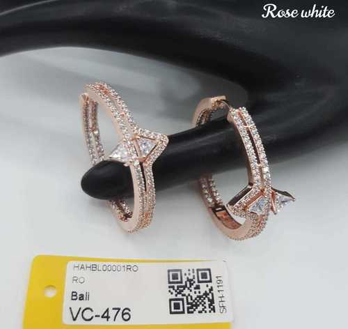 Rose Plated Americal Diamond Earring with Stone