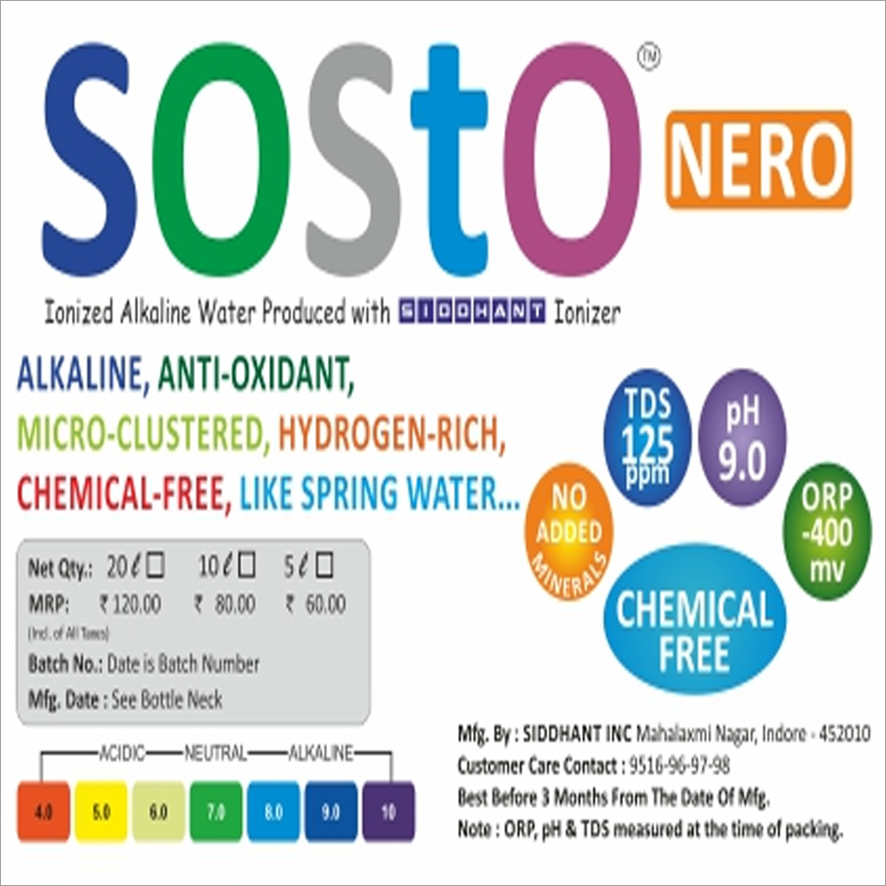 SOSTO- NERO Drinking Alkaline Water