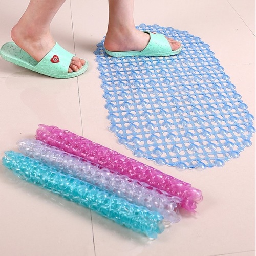 Silicone PVC Rubber Suction Shower Mat (Random Color) - 42 x 24.2 x 2 cm , PVC Rubber Material, Lightweight at 120g, Versatile Bathroom Accessory
