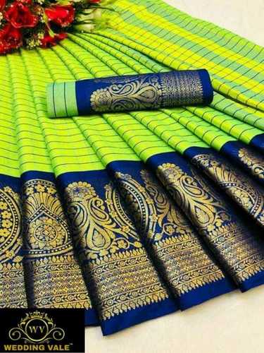 Multi Colour Wv Present New Cotton Silk Saree With Chex Box    C