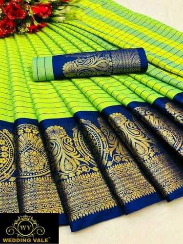 Multi Colour Wv Present New Cotton Silk Saree With Chex Box C