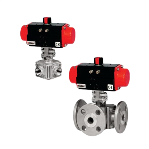 Stainless Steel 3 Way Ball Valve With Pneumatic Rotary Actuator