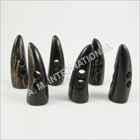 Real Buffalo Horn Toggle Button - 2 Inch Hand Carved, Durable Natural Black Color With Unique Grain Patterns
