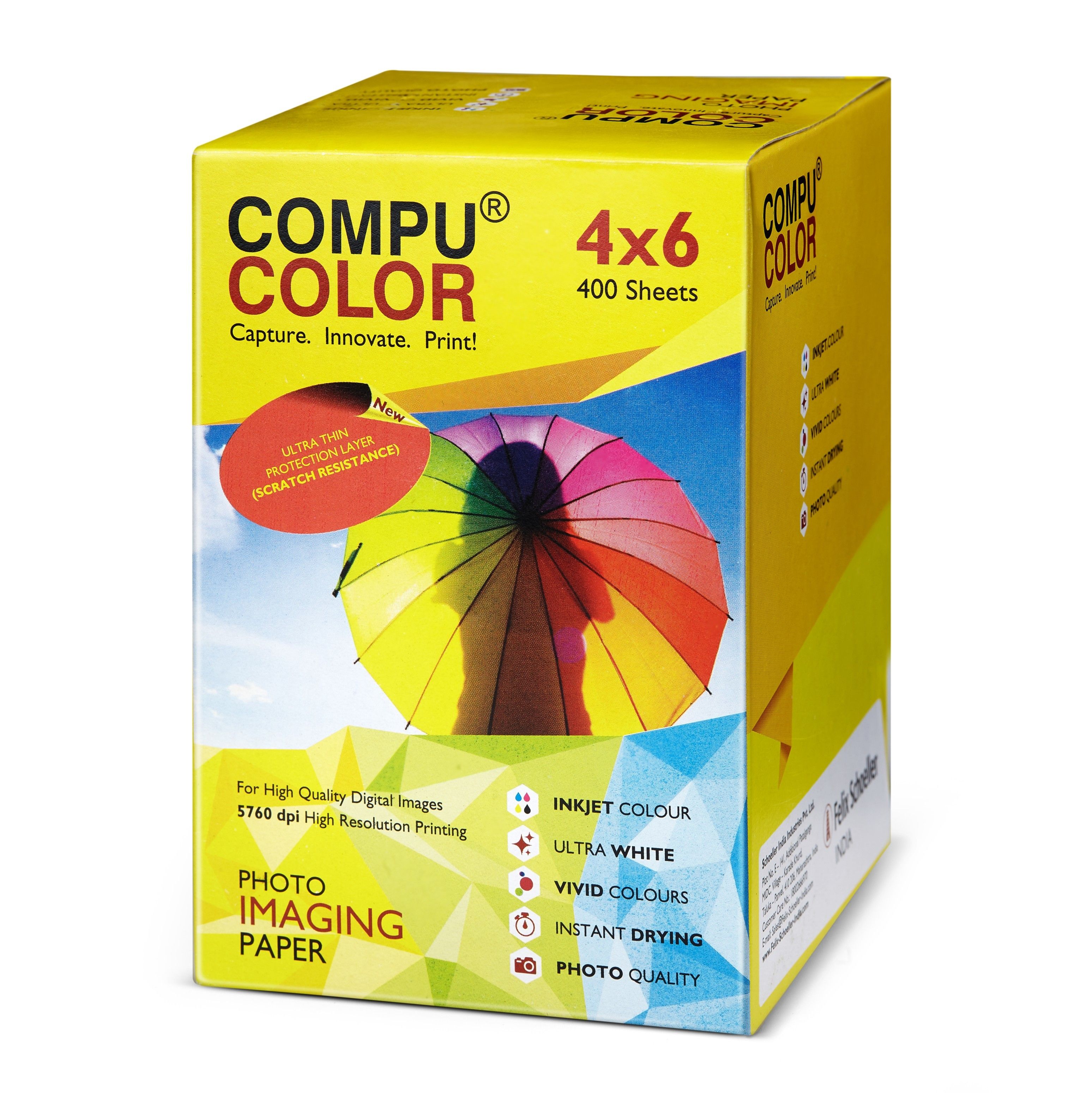 COMPU COLOR Photo Imaging Paper Glossy 270 gsm (4x6 inches) 400 sheets ...