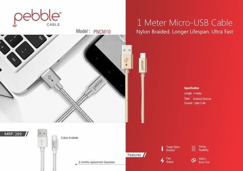 Gold | Silver Pebble Micro Usb Braided Cable