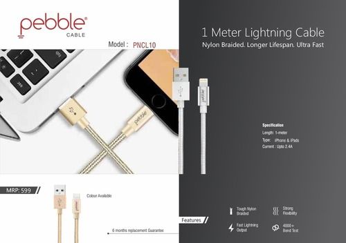 Gold | Silver Pebble Lightning Usb Cable