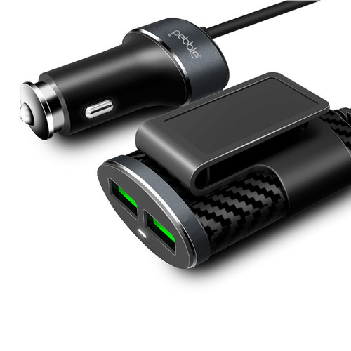 Black 4 Usb Port Car Charger With 1 Mtr Micro Usb Cable