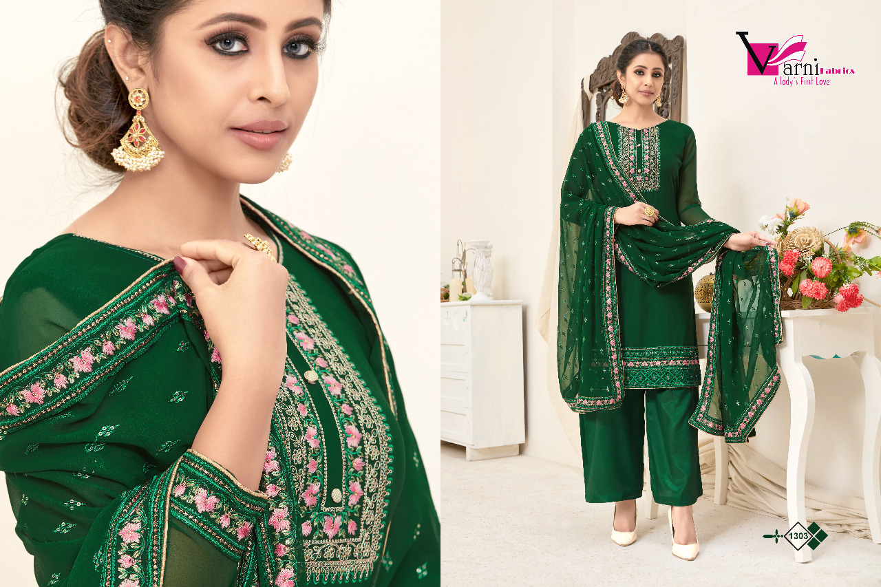 Australian Georgette With Heavy Embroidered Suit