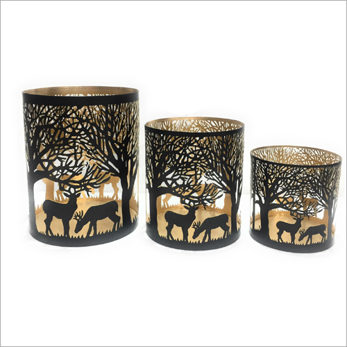 Coated Decorative Deer Cutout Votive Candle Holders