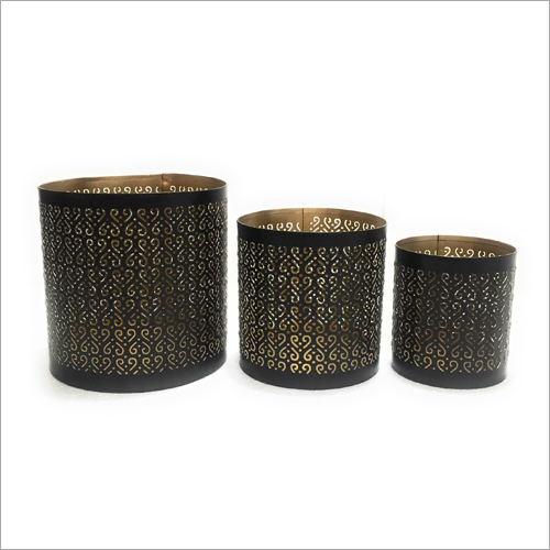 Coated Designer Iron Votive Candle Holder Set