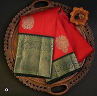 Soft Lichi Silk Cloth - Cotton Silk, Multi Color | Beautiful Rich Pallu & Jacquard Work, Contrast Blouse With Exclusive Jacquard Border