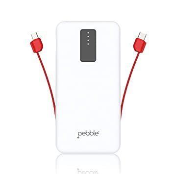 Pebble Ace  10000 mAh Power bank Fast Charging With In Buit Type-C and Micro Cable|Input DC5V 2A |Output DC 5V 2A