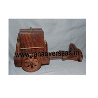 Wooden Carving Brass Bullock Cart Tea Coaster Set