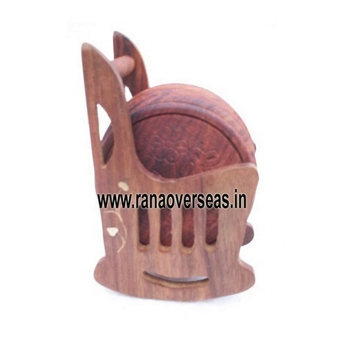 Wooden Carved Round Shape Coaster set