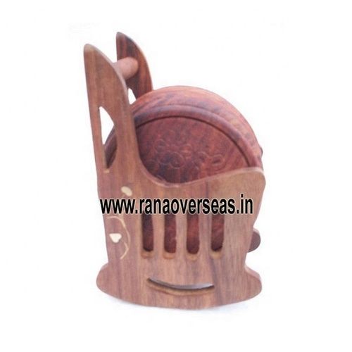 Wooden Carved Round Shape Coaster set