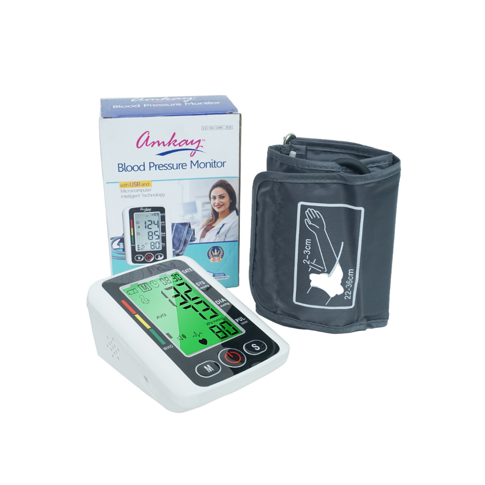 AMKAY Fully Automatic Digital BP Monitor for Home Use | Upper Arm, Large Display, USB Powered