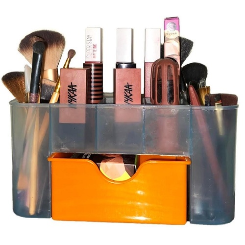 Desktop Storage Organizer - Plastic, 21 x 10.5 x 10 Cm Dimensions | Features Random Shade, Drawer for Enhanced Organization