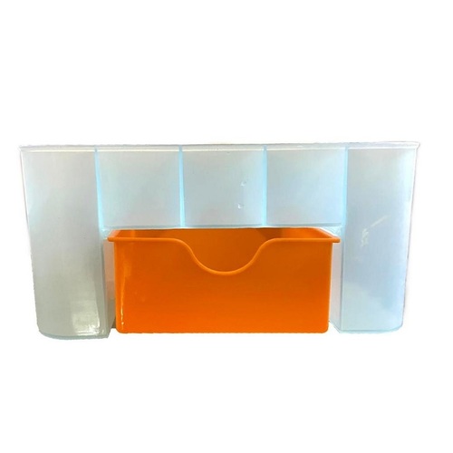 Partition Desktop Storage Organizer - Plastic, 21 x 10.5 x 10 Cm | Pearl Finish, Compact Design with Drawer for Efficient Desktop Organization