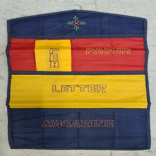 Wall Hanging Magazine Paper Letter Organizer - Polyester, 44 x 1 x 80 cm, Random Color, Printed Design, Button Closure, Document Holder