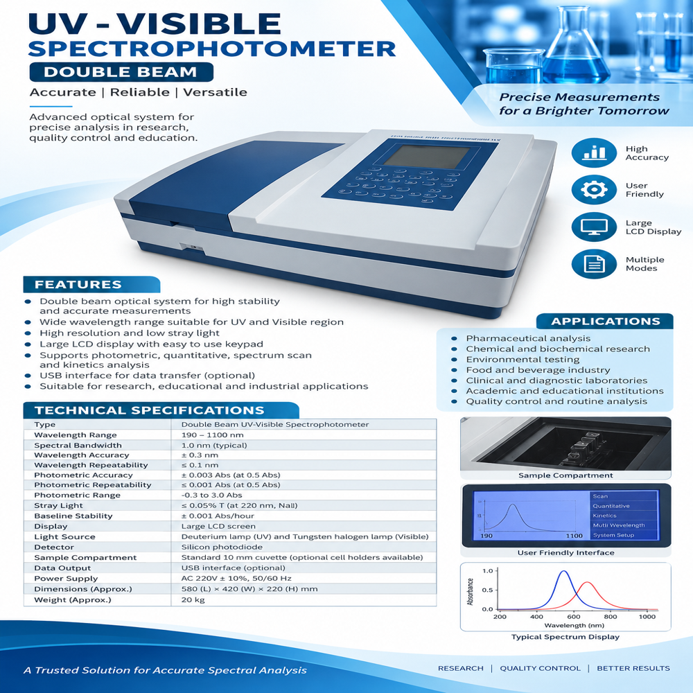Double Beam Uv - Vis Spectrophotometer - Usage: Laboratory
