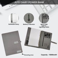 Jute Diary Power Bank 10000mAh
