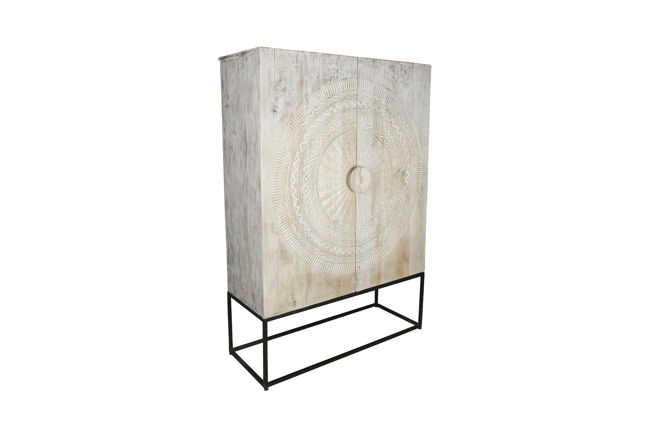 Iron & Wooden Carved Almirah