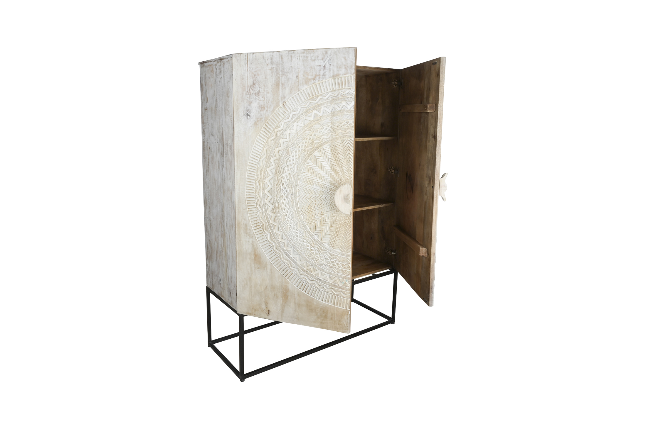 Iron & Wooden Carved Almirah