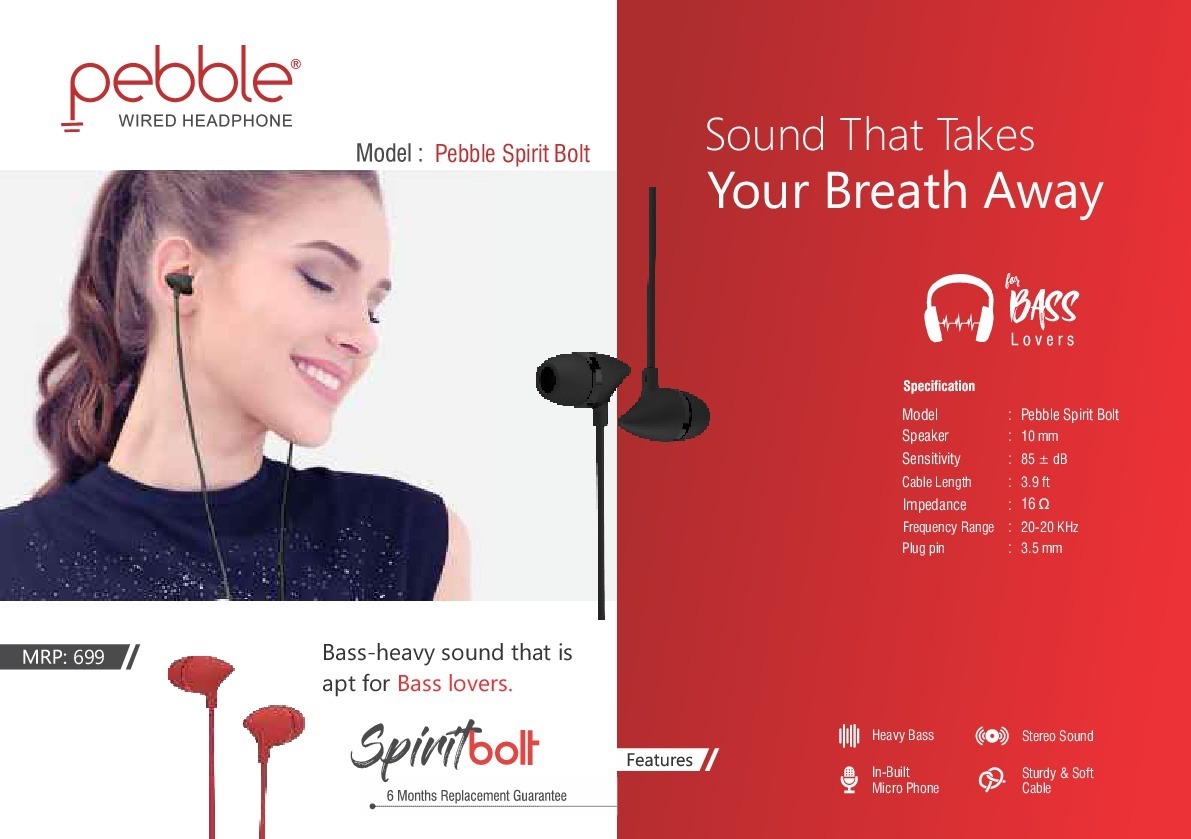 Pebble SPIRIT BOLT Wired Earphones