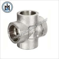 Socket Weld Cross - Stainless Steel, Male Connection, Galvanized Finish, Silver Color | Warranty Included