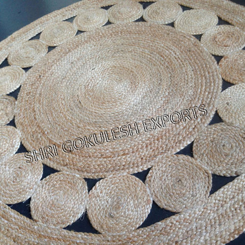 Rectungalar Brown Designer Jute Braided Rug at Rs 1200/piece in Jaipur